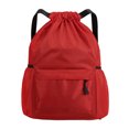 thumbnail image 1 of HHBEAUTY Red Drawstring Gym Bag for Men, Waterproof Drawstring Backpack for Women, Swim Bag with Shoes Compartment, Pull String Sport Bag for Soccer and Basketball, 1 of 7