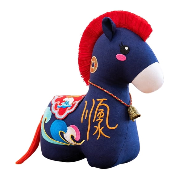 lionlar Chinese New Year Horse Stuffed Animal Adults Kids Collection Souvenir Mascot Red Deep Blue 22cm