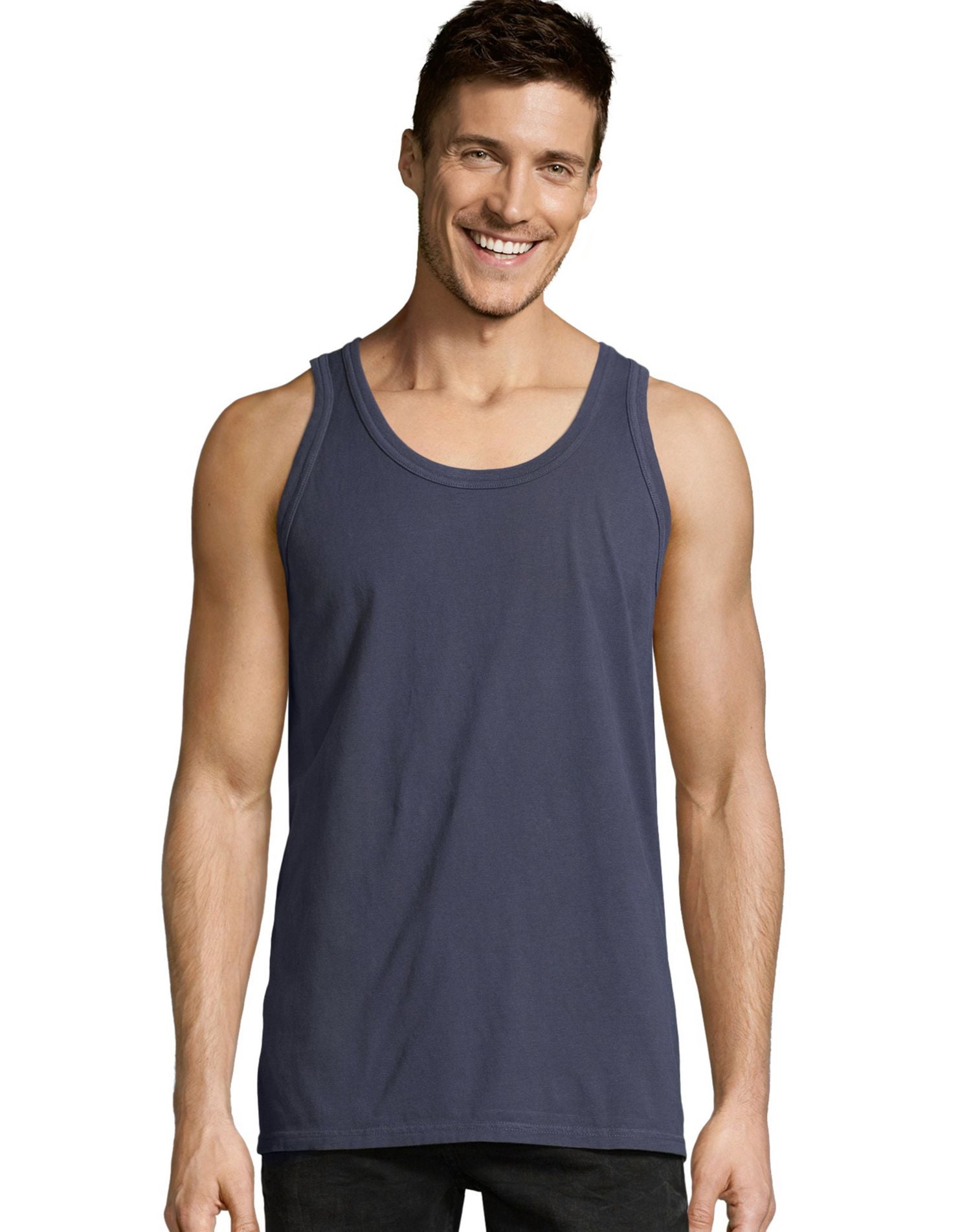 Hanes Mens ComfortWash Garment Dyed Sleeveless Tank Top, S, Anchor Slate