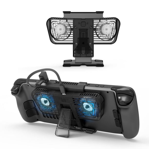 Cooling Fan for Steam Deck Portable Holder Stand with LED Light - Compatible with Steam Deck/ Switch/ OLED Efficient Dual Cooling System