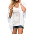 thumbnail image 2 of TIMIFIS Womens Floral Chiffon Kimono Cardigans Loose Beach Cover Up Half Sleeve Tops-White-LFall, 2 of 7