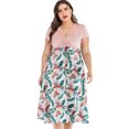 thumbnail image 1 of EQWLJWE Robes pour Femmes Été Tunique Décontractée Grande Taille Imprimé Col en V Manches Courtes Longueur Genou Jupe Robe-Chemise Robe d'Été Plage, 1 of 9