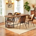 thumbnail image 3 of Homy Casa Set of 2 Armless Dining Chairs with Curved Upholstered Back, Brown Faux Suede, 3 of 10