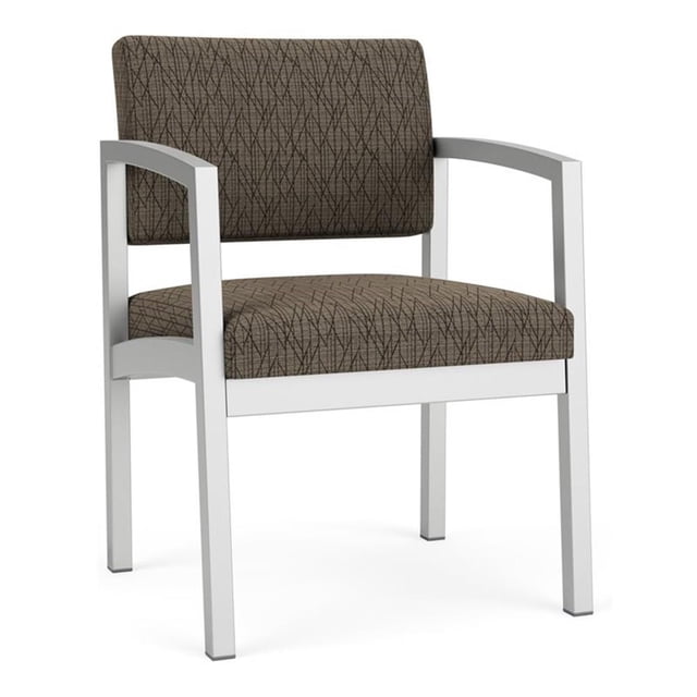 Fauteuil d'Appoint en Acier Lenox pour Réception et Salle d'Attente en Soins de Santé / Acier Argenté / Brun