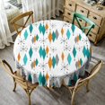 thumbnail image 4 of Mid Century Round Tablecloth Modern Geometric Teal Diamond Table Cloth Washable Polyester Fabric Table Cover for Dining Room Kitchen Patio Home Decorations 60"", 4 of 6