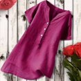 thumbnail image 3 of CHUANK Womens Summer Blouse V-Neck Short Sleeve Loose Button Tunic Shirts Deals on Ladies, 3 of 7