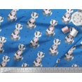 thumbnail image 3 of Soimoi Blue polyester Crepe Fabric Dots & Raccoon Animal Print Fabric by Yard 42 Inch Wide, 3 of 3