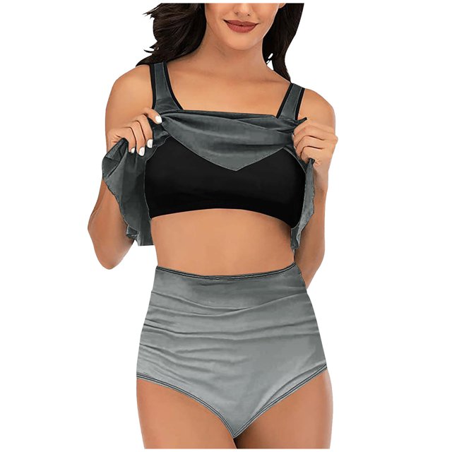 Cameland Tankini Swimsuit Women Plus Size Two Piece Bathing Suits Gradient Ruched Tummy Control Tankini Swim Top with Bottoms Swimwear