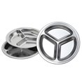 thumbnail image 1 of Aspire 3 Pack Stainless Steel Round Dinner Plate Divided Plates Camping Serving Platter-3 Sections, 1 of 6