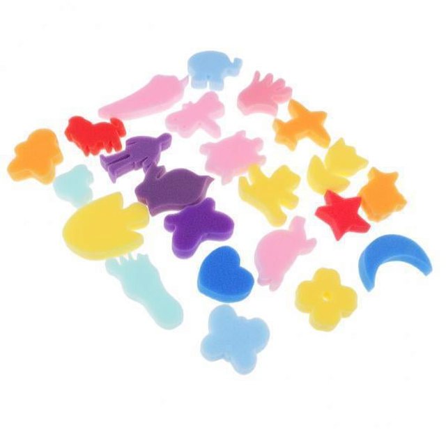 Abbracc 2- 24 Pieces Sponge Painting Shapes for Kids Early Learning 6 Pcs
