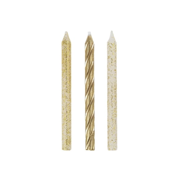 Glitter and Gold Spiral Birthday Candles
