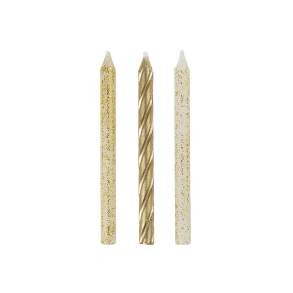 Bougies d'anniversaire en spirale scintillantes et dorées