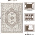 thumbnail image 2 of 2x3 Washable Small Rug for Entryway: Indoor Vintage Oriental Area Rugs Stain Resistant Door Mat with Non Slip Backing Low Pile Thin Carpet for Bathroom (2x3 Brown/Beige), 2 of 7
