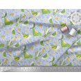thumbnail image 2 of Soimoi Moss Georgette Fabric Floral & Bird Cartoon Printed Craft Fabric by The Yard 42 Inch Wide, 2 of 3