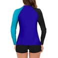 thumbnail image 4 of Penkiiy Women's Long Sleeve Sun Protection Rash Guard Wetsuit Two Piece Swimsuit Set XS Blue, 4 of 4
