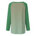 thumbnail image 5 of Hauts pour Femmes Tendance à Col Rond Raglan à Manches Longues Chandails à Enfiler Hauts Mode d'Automne Décontractés à Rayures Amples Surdimensionnés Blouses Hauts et Blouses pour Dames P-106 Vert 3TG, 5 of 5