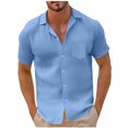 thumbnail image 2 of EOYWHK Chemise en Lin pour Hommes Manches Courtes Chemise Légère Boutonnée Col Rabattu Blouse M-3TG, 2 of 6