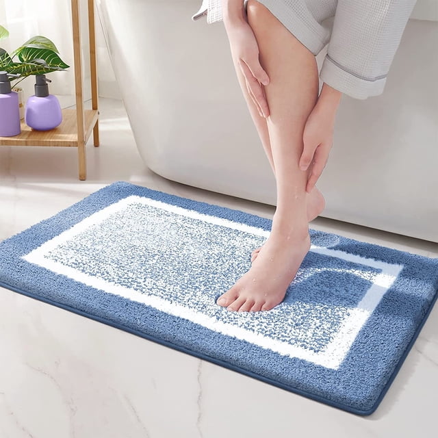 Vacemry Microfiber Bath Mats for Bathroom Non , Absorbent Soft Shower Floor Mat, Quick Dry Washable Bathroom Rugs for Tub Sink Laundry Room, 16x24 Inches