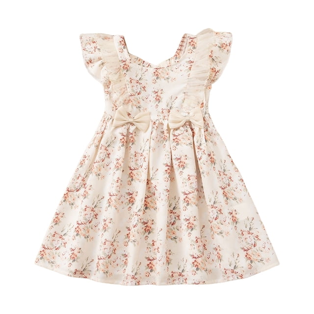 Zshosam Girls Dress Girls Dress Summer Ruffle Sleeve Mesh A Line Casual Party Dresses with Pockets for Kids Size 8T 9T,(Pink 8-9 Years)