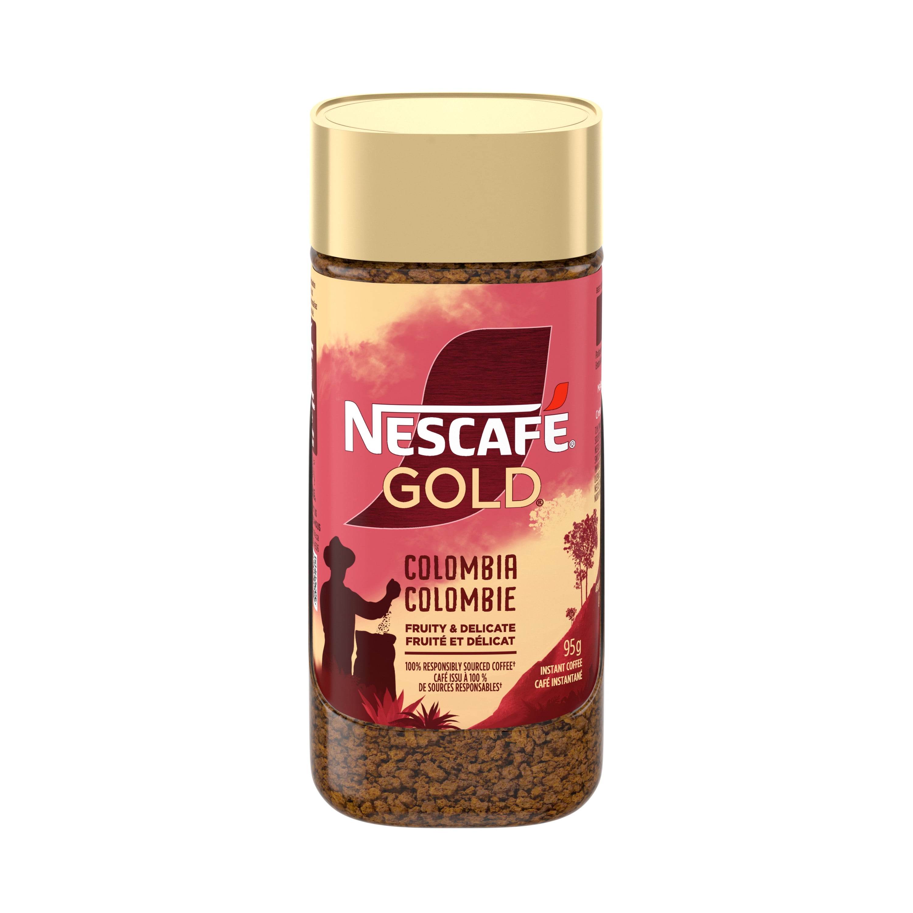 Nescafe GOLD Colombia Premium Instant Coffee, Single-Origin, Medium Body, Add Hot Water