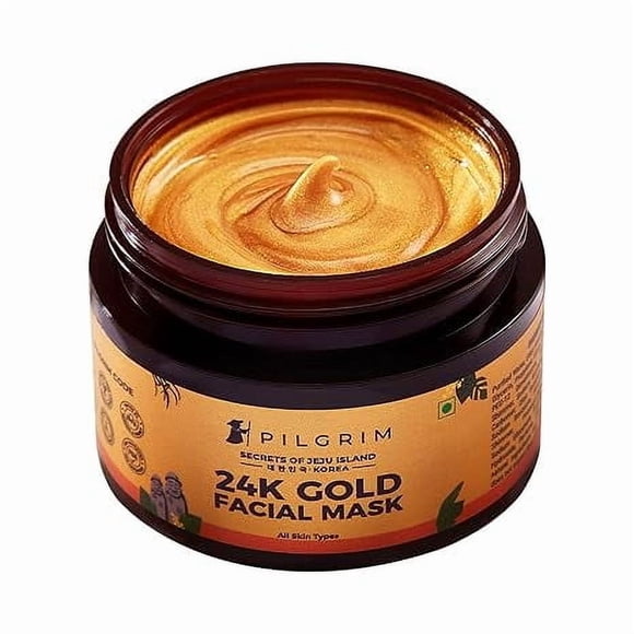 Pilgrim 24K Gold face mask for glowing skin hydrating, boosts collagen and restoring skin radiance | For All Skin Types | For Men & Women | 50gm
