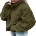 thumbnail image 1 of MesaSe Tunique à Long Col Roulé Surdimensionnée pour Femmes Chandail à Manches Chauve-Souris en Tricot, 1 of 6