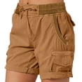 thumbnail image 1 of Short Cargo Femme Entrejambe 7 Pouces Coton Plein Air Randonnée Mode Été pour 2025 Grande Taille Taille Haute Bermuda pour Femmes avec Poches, 1 of 5