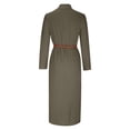 thumbnail image 4 of Jienlioq Robe Formelle pour Femmes Mode Femmes Été Décontractée Robe Unie Col en V Manches Longues Robe Ample, 4 of 6