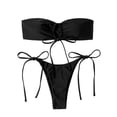 thumbnail image 2 of CEHVOM Ladies Tube Top Split Bikini With Chest Pad Without Underwire, 2 of 5