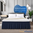 thumbnail image 3 of Wrap Around Bed Skirt 21" inch Drop Easy Care Microfiber Made Bedskirts (Queen-Navy Blue), 3 of 6