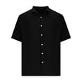 thumbnail image 5 of Kaemgyyd Mens Button down Shirt Lightweight Summer Beach Vacation Tops Casual Loose Textured Solid Color Half Sleeve Tee, 5 of 5