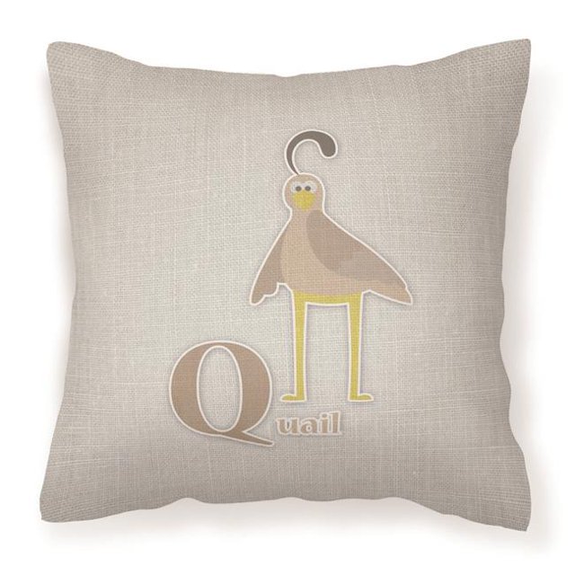 Carolines Treasures BB5742PW1818 Alphabet Q For Quail Fabric Decorative Pillow