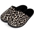 thumbnail image 1 of Roxoni Womens Leopard Print Slippers, Cozy Slip On Memory Foam Black, 1 of 5