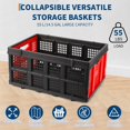 thumbnail image 4 of GloryStar Collapsible Crate, 55L Foldable Plastic Milk Crate with Side Handles, Heavy Duty Stackable Containers Folding Storage Baskets for Food, Drinks, Books, Tools, (Red), 4 of 7