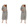 thumbnail image 2 of yingyy 1/2/3 Polyester Robe de Nuit pour Femmes Décontractée de Remplacement Col Rond Manches Longues Double Poche Respirante Peignoir de Maison Vêtement de Nuit Gris G 2 Pcs, 2 of 6