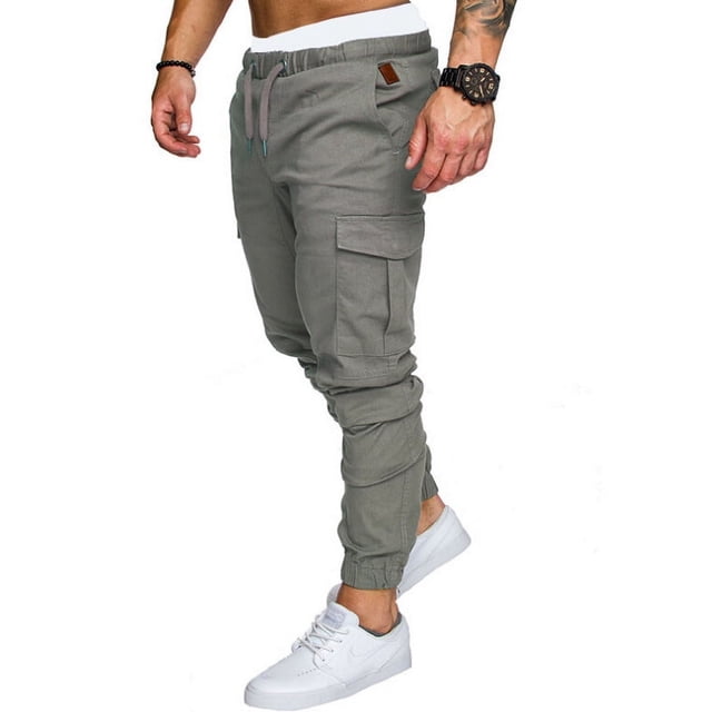 Mens Slim Fit Work Combat Trousers Cargo Pants with Multi Pockets