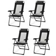 thumbnail image 1 of Gymax Lot de 4 Chaises Pliantes Chaises Inclinables Réglables avec Appuie-Tête Patio Jardin Noir, 1 of 10