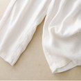 thumbnail image 4 of Mefallenssiah Women'S Spring Summer Solid Color Leisure Retro Drawstring Frenulum Elastic Waist Pants Ninth Pants, 4 of 6