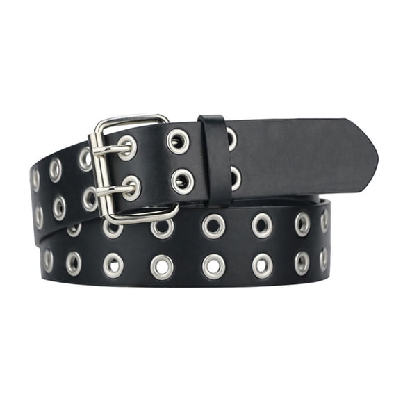 Maikun Grommet Leather Belts for Women, Cute Black Belt, Studded Belt Punk Accessories