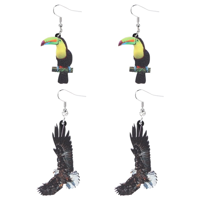 2 Pairs Fashion Earrings Girl Ear Ring Bird Pattern Ear Drops Ear Accessory