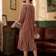 thumbnail image 4 of Timegard Sleepshirts for Women Button Round Neck Long Sleeve Nightgowns Lace Ruffle Fall Winter Sleepdress, 4 of 6