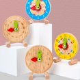 thumbnail image 3 of Wooden Clock Teaching Time Toy Wood Learning Clock Cognitive Toy for Kids Early Learning Educational Toy for Baby Kids Primary Color, 3 of 9
