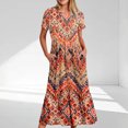 thumbnail image 1 of Offre Limitée Iumwxz Robes à Manches Courtes pour Femmes Tunique Décontractée Ample Robe Longue Plissée Robe Imprimée Tendance Robes d'Été pour Femmes Robes Tendance pour Fête, 1 of 5