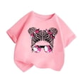 thumbnail image 3 of LUOGENLI T-Shirt pour Filles Enfant Filles Mignon Imprimé Graphique Col Rond Manche Courte Tee Été Décontracté Chemise Hauts Chemises pour Filles Midi Chemises Crayon 5-6 Ans, 3 of 5