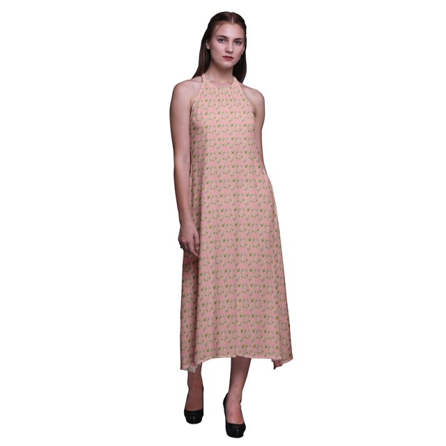 Bimba Robe de Plage Longue Dos Nu à Col Licou Imprimée pour Femmes Rayondress-Xxx-Grand