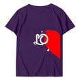 thumbnail image 2 of T-shirts Assortis pour Couples de la Saint-Valentin, Imprimé Cœur, Mode, Manches Courtes, Décontracté, Col Rond, T-Shirt Ample, Confortable, Doux, Respirant, Mari Femme, Blouse, Tee, Violet, TG, 2 of 6