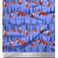 thumbnail image 1 of Soimoi Blue polyester Crepe Fabric Artistic Tree & Wolf Animal Print Sewing Fabric Yard 52 Inch Wide, 1 of 5