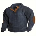 thumbnail image 1 of Trimestre Zip Sherpa Pull Pull Manches Longues Sweatshirt Col Homme Haut? XL Kaki, 1 of 5
