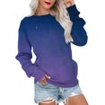 thumbnail image 1 of RKSTN Chandails pour Femmes Mode Automne 2023 Couleur Dégradée Chandail à Manches Longues Grande Taille Coupe Ample Col Rond Chandail Doux, 1 of 5