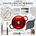 thumbnail image 3 of Enameled Cast Iron Bread Pan With Lid 9 Piece Complete Bread Baking Set | Dutch Oven for Bread Baking | 10 Inch Bread Oven with Lid | Thick Enamel | Silicone Baking Mat | Banneton | 6 Quart(Red), 3 of 6